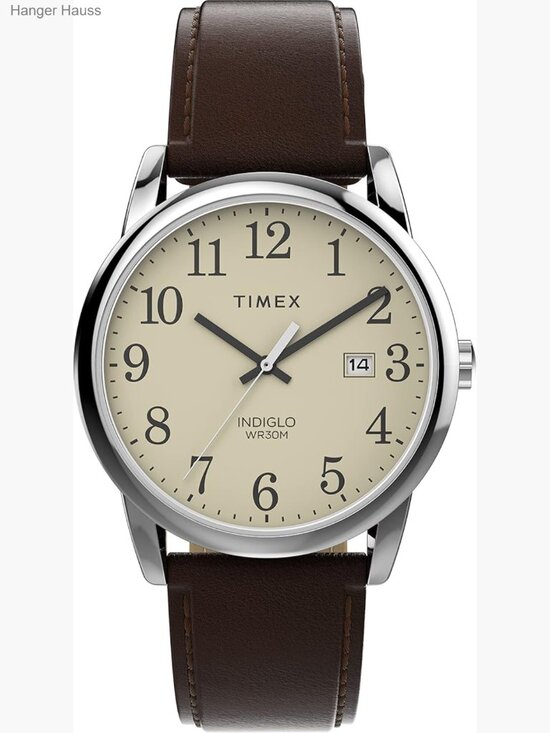 Other - 38mm Easy Reader Watch Leather Strap Quartz Indiglo Water Resistant